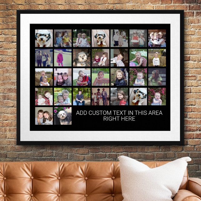 30 rutnät för fotofärgning - textruta - svart vitt poster (Custom Photo Collage Poster)