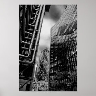 30 St Mary Ax The Gherkin Lloyds and Willis Poster
