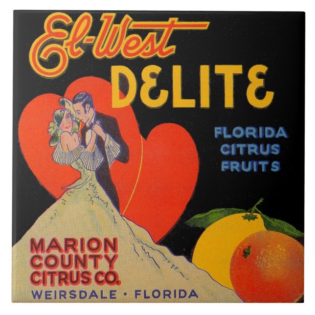 30-talart décoEl-Väster Delite Florida citrusfrukt Kakelplatta (Framsidan)