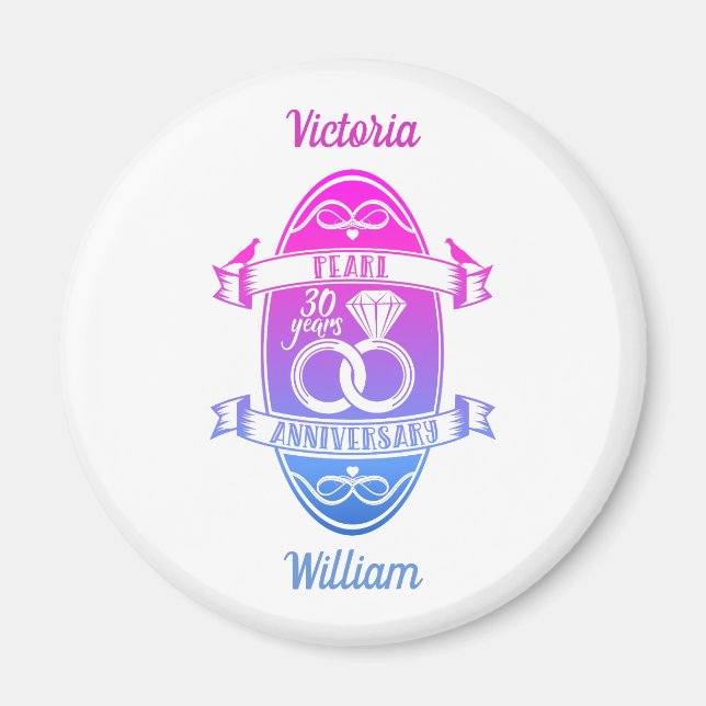 30 traditionella pärlor 30:e bröllop magnet (Framsidan)