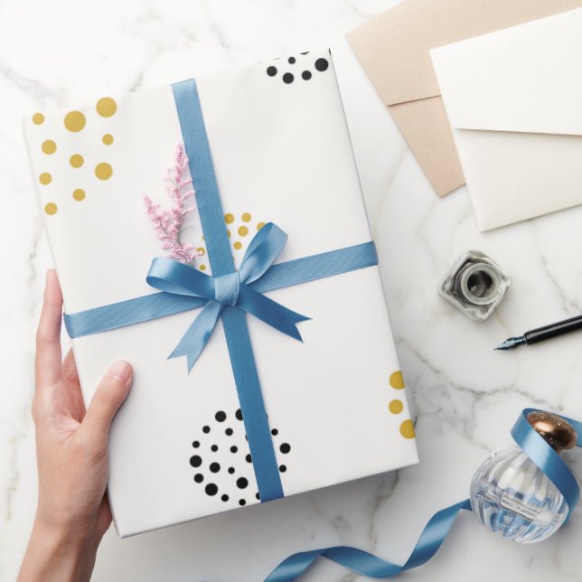 30 tum x 60 fot Elegant Dots Patterned Glossy Presentpapper (Gifting)