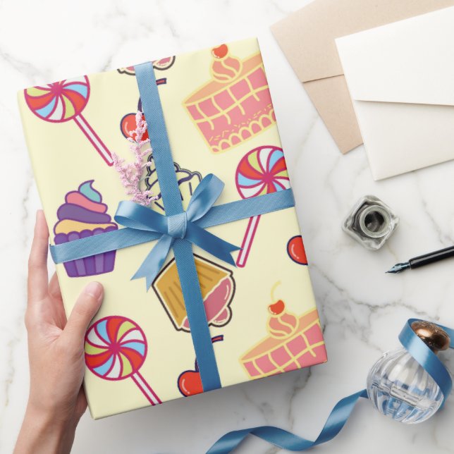 30 tum x 60 fot Muffinsar och Lollypops, mönstrad Presentpapper (Gifting)