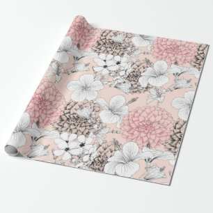 30 tum x 6 fot Blommigt Figursättning Papper Presentpapper