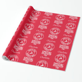 30" x15" Röd vit Namn från Santa Wrapping Papper Presentpapper