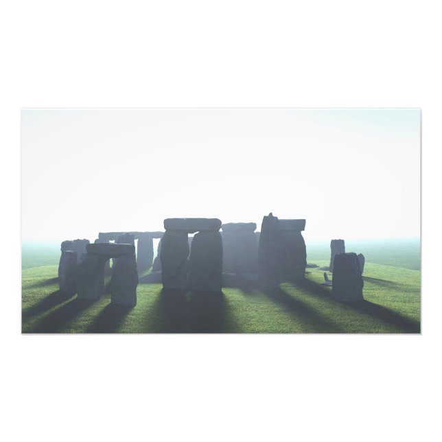 30" x 24" paper poster: "Stonehenge in Mist" image Fototryck (Framsidan)