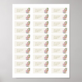 30 x Gör hemma vårblomma adressetiketter Poster