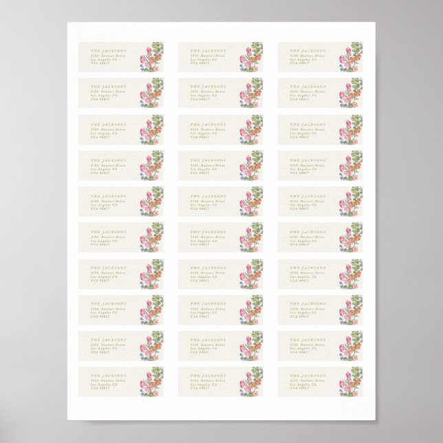 30 x Gör hemma vårblomma adressetiketter Poster (Framsidan)
