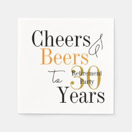 30 Years Retirement Cheers Beers Minimal Party Pappersservett