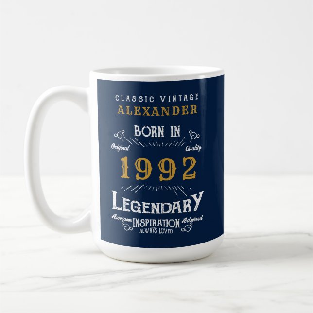 30års födelsedag 1992 Namn Legendary Blue Guld Lar Kaffemugg (Vänster)