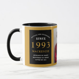 30års födelsedag 1993 Black Guld Add Namn Photo Mugg