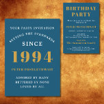 30års födelsedag 1994 Chic för Eleganten Guld Inbjudningar<br><div class="desc">För dem som firar sin födelsedag har vi det idealiska födelsedagsfest inbjudan-kortet. Elegantens bakgrund med guld-design är enkel och chic. Anpassa enkelt texten längst fram och baktill på det här födelsedagsinbjudningskortet med hjälp av den mall som finns. En del av standardskalan för kort,  party och gåvor.</div>