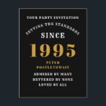 30års födelsedag 1995 Svarta Guld Vykort<br><div class="desc">Inbjudan till elegant Black and Guld 30års födelsedag - Skapa din egen Personlig design. När du ställer in ett steg för ett anmärkningsvärt firande börjar du med perfektens inbjudan. Vår inbjudan till elegant Black och guld 30års födelsedag är perfektens val för denna milstolpe-händelse. Den här inbjudan, som är full av...</div>