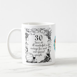 30års födelsedag 30 år gamla Vintagen Vin anpas Kaffemugg