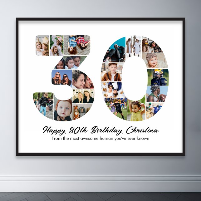 30års födelsedag 30-årsdag för fotokollage poster (30th birthday number 30 photo collage)