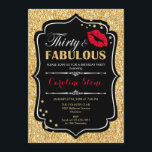 30års födelsedag - 30 Fabulous Guld Black Red Inbjudningar<br><div class="desc">Inbjudan till 30års födelsedag. Elegant svartvit design med faux glitter guld. Med röd läppar kyss,  konfekti och skript. Perfekt för ett elegant födelsedagsfest. Trettio Fabulous! Berätta om du behöver anpassa dig ytterligare.</div>