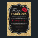 30års födelsedag - 30 Fabulous Guld Black Red Inbjudningar<br><div class="desc">Inbjudan till 30års födelsedag. Elegant svartvit design med faux glitter guld. Med röd läppar kyss,  konfekti och skript. Perfekt för ett elegant födelsedagsfest. Trettio Fabulous! Berätta om du behöver anpassa dig ytterligare.</div>