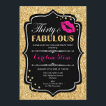 30års födelsedag - 30 Fabulous Guld Black Rosa Inbjudningar<br><div class="desc">Inbjudan till 30års födelsedag. Elegant svartvit design med faux glitter guld. Har rosa läppar kyss,  konfekti och skriptteckensnitt. Perfekt för ett elegant födelsedagsfest. Trettio Fabulous! Berätta om du behöver anpassa dig ytterligare.</div>