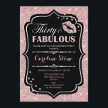 30års födelsedag - 30 Fabulous Ro Guld Black Inbjudningar<br><div class="desc">Inbjudan till 30års födelsedag. Elegant svartvit design med faux glitter ro guld. Har rosa läppar kyss,  konfekti och skriptteckensnitt. Perfekt för ett elegant födelsedagsfest. Trettio Fabulous! Berätta om du behöver anpassa dig ytterligare.</div>