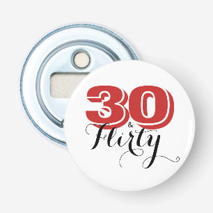 30års födelsedag 30 & FLIRTY Modern Red and Blac Flasköppnare