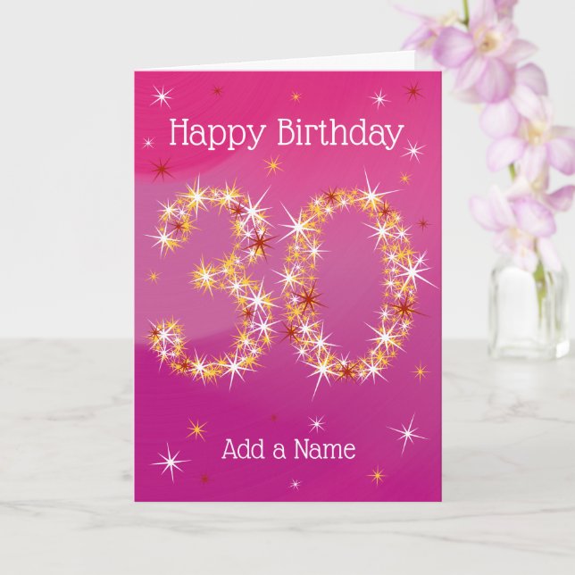30års födelsedag - 30 stjärnors ålder - Rosa Kort (Orkide)