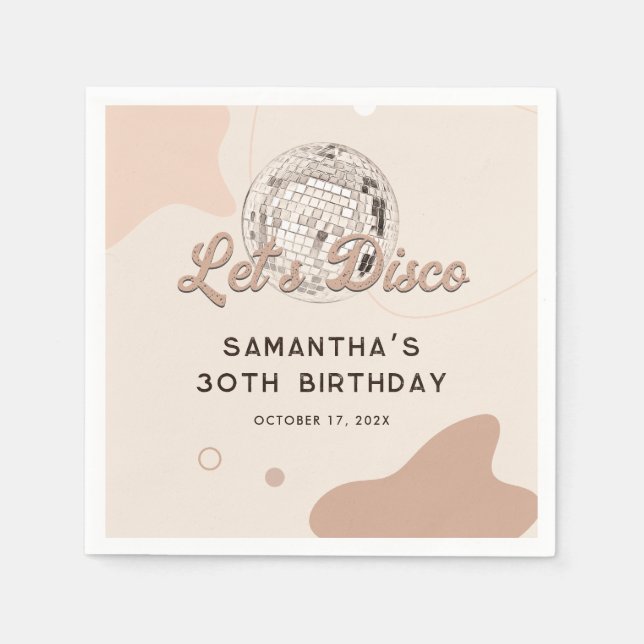 30års födelsedag 70-talets Retro Disco Party Pappe Pappersservett (Framsidan)