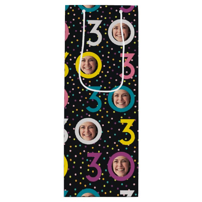 30års födelsedag Anpassa Vin-presentsäck för foto (Framsidan)