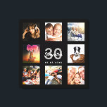 30års födelsedag anpassningsbar fotocollage black  canvastryck<br><div class="desc">En unik 30års födelsedag-gåva eller keepsaké, som firar sitt liv med en kollage av 8 av dina foton. Lägg till bilder från hennes familj, vänner, sällskapsdjur, hobbieser eller drömresmål. Anpassa och lägg till namn, 30 år och ett datum. Grått och vit färgad brev. Chicens svarta bakgrund. Den här arbetsytan finns...</div>