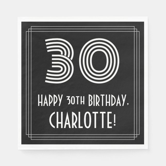 30års födelsedag: Art Deco Inspired Titta "30" + N Pappersservett (Framsidan)