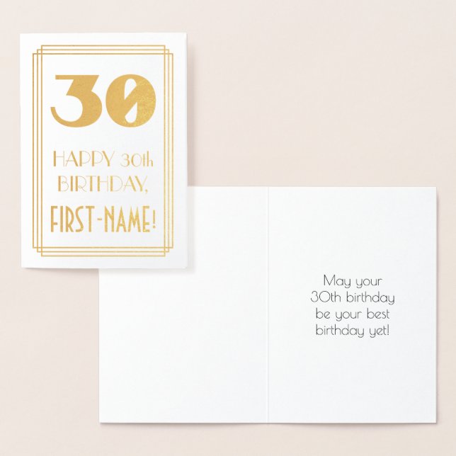30års födelsedag: Art Deco Inspired Titta "30" och Folierat Kort (Display)
