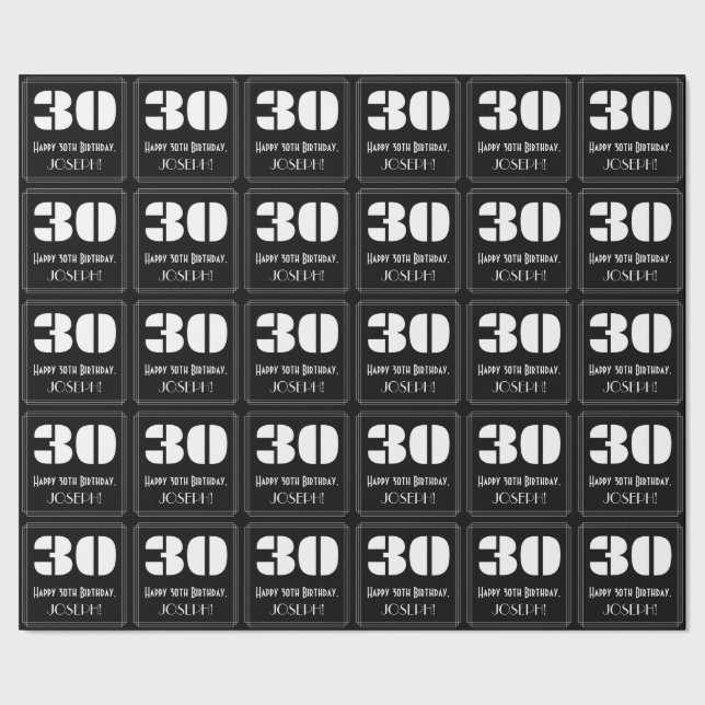 30års födelsedag: Art Deco Inspired Titta "30" och Presentpapper (Seam)