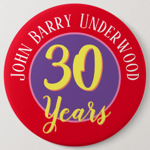 30års födelsedag Badge to Personalize. Knapp