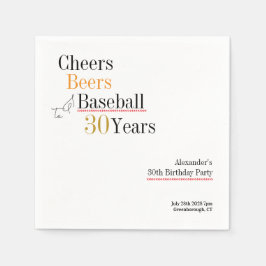 30års födelsedag Baseball Cheers Öl minimal Pappersservett
