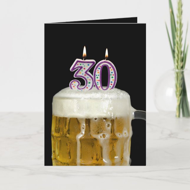 30års födelsedag Beer på svart Kort (Framsida)