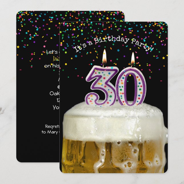 30års födelsedag Beer Party Inbjudningar (Fram/baksida)