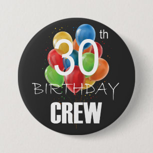 30års födelsedag besättningsgrupp 30 Party Rund Knapp
