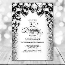 30års födelsedag Black and White Balloons Party Inbjudningar
