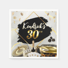 30års födelsedag Black & Guld Casino, lyxbil Pappersservett