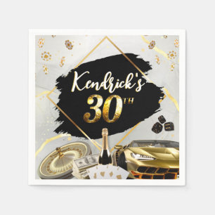 30års födelsedag Black & Guld Casino, lyxbil Pappersservett