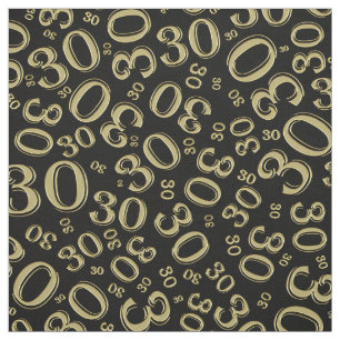 30års födelsedag Black/Guld Random Number Mönster Tyg