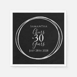 30års födelsedag Black Silver Cheers 30 år Party Pappersservett