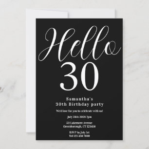 30års födelsedag Black White Chic Birthday Inbjudningar