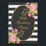 30års födelsedag Blommigt Black White Rand Gold Fo Inbjudningar<br><div class="desc">inbjudningskorten för kvinnornas personlig i 30års födelsedag-partyet i romantisk blommigt. Ett vackert, modernt inbjudan med contemporary svart och vit rand, blommor med söt rosa och elegant i ett kursivt teckensnitt med finare. Klassi, söt, chic, feminin, gigantiskt, ornat, inbjudningskort på dubblans sida. All text är helt och hållet anpassade/anpassbar till kostym...</div>