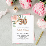 30års födelsedag blommigt ro guld eucalyptus green inbjudan vykort<br><div class="desc">En inbjudan till elegant till 30års födelsedag party. En vit chic bakgrund. Dekorerad med en ro guld och en rosa vattenfärgad blomma, blommigt, grönt eucalyptus löv, spriter, grönsaks- och faux ro sprigs. Personalisera och närmare uppgifter om namn och party. Svarta och gyllene brev. Namn är skrivet med ett modernt handskript...</div>
