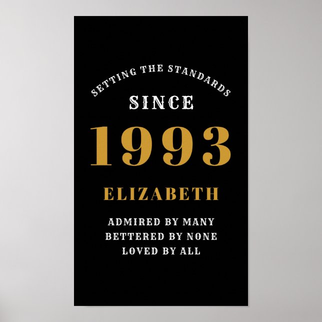 30års födelsedag Born 1993 Lägg till Namn Black Gu Poster (Framsidan)