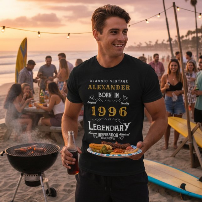 30års födelsedag Born 1996 Legend Personlig T Shirt (1996 birthday t-shirt worn at a beach. )