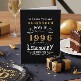 30års födelsedag Born 1996 Vintage Black Guld Kort