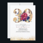 30års födelsedag Burgundy Red and Navy Blue Inbjudningar<br><div class="desc">Inbjudan till guld Glitter 30års födelsedag</div>