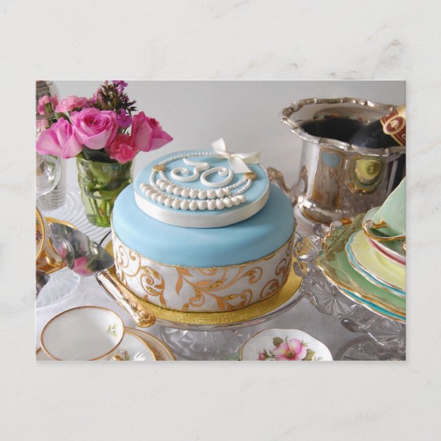 30års födelsedag Cake-vykort. Vykort (Framsida)