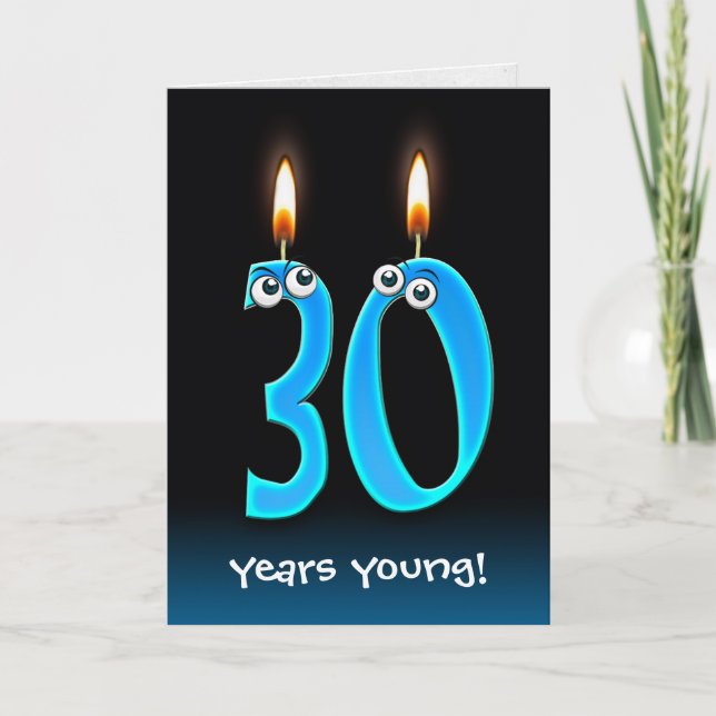 30års födelsedag Candles med Eyebullar Kort (Framsida)