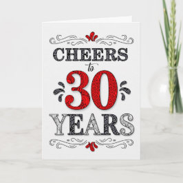 30års födelsedag Cheers i Red White Black Mönster Kort
